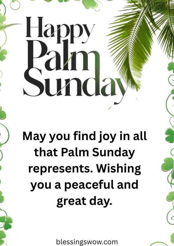 Happy Palm Sunday blessings image with palm leaves