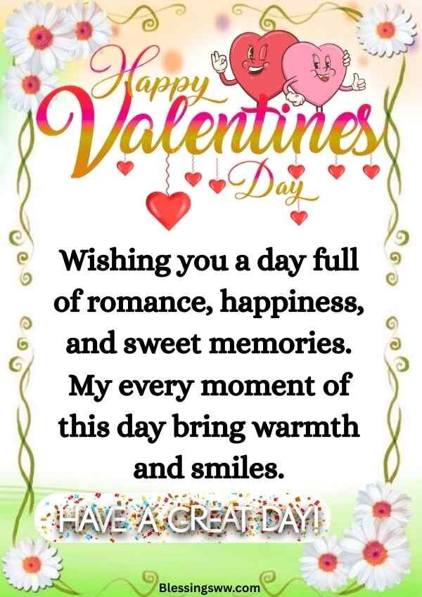 Happy Valentine’s Day card message for friends with floral background