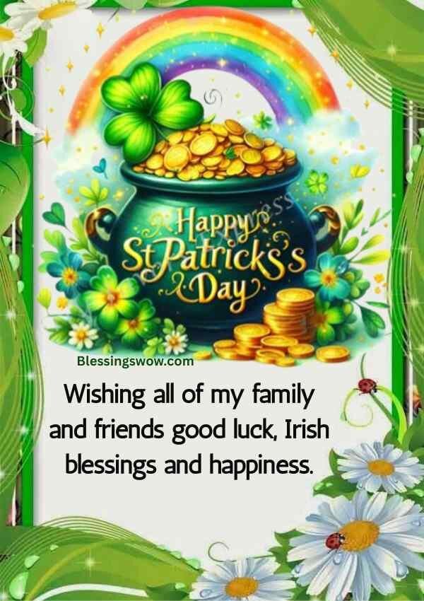 Best St. Patrick’s Day wishes with rainbow, shamrocks and pot of gold