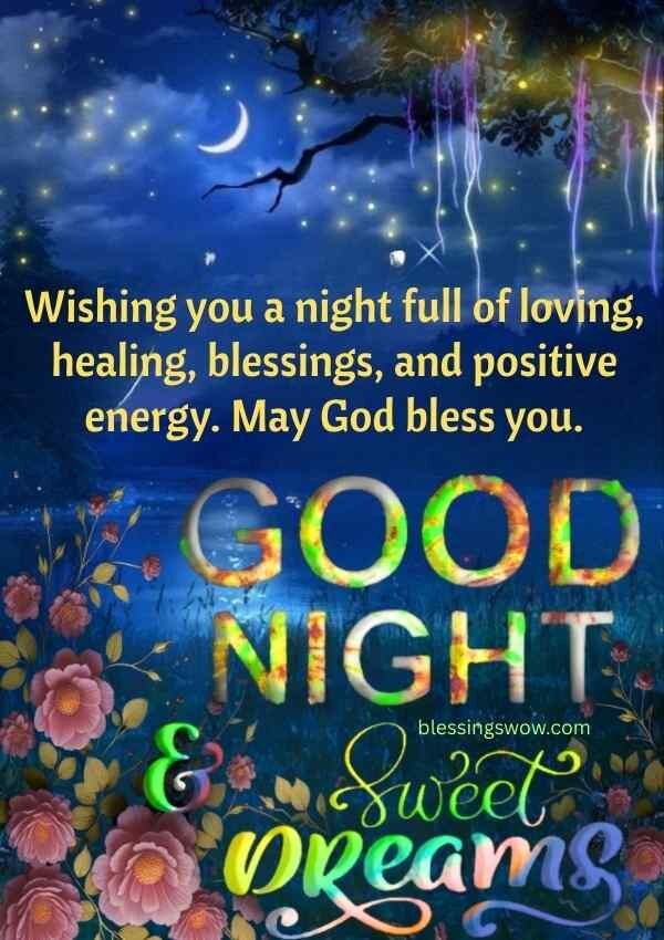 Good night blessings for family and friends with peaceful evening design