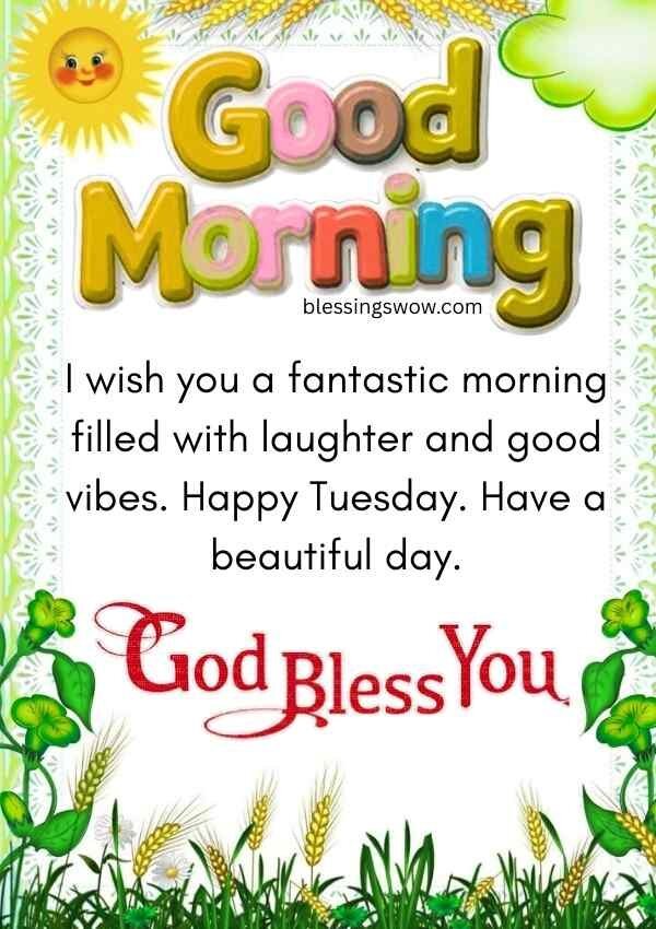Latest Tuesday good morning wishes with colorful floral design