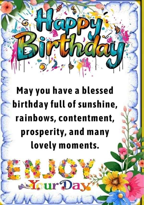 Happy and Blessed Birthday with Flowers