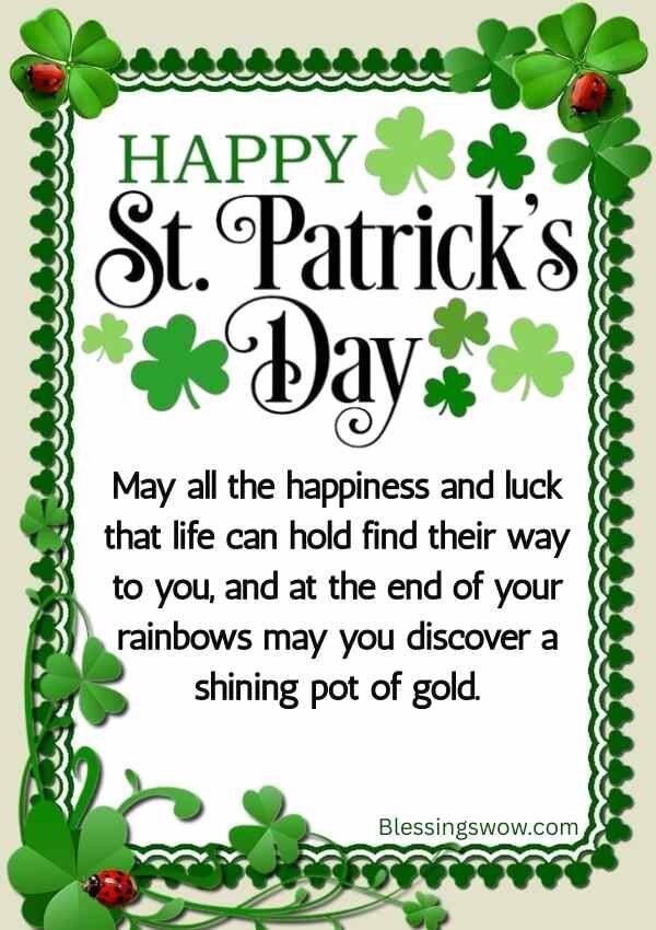 Irish blessings for St. Patrick’s Day with green floral design